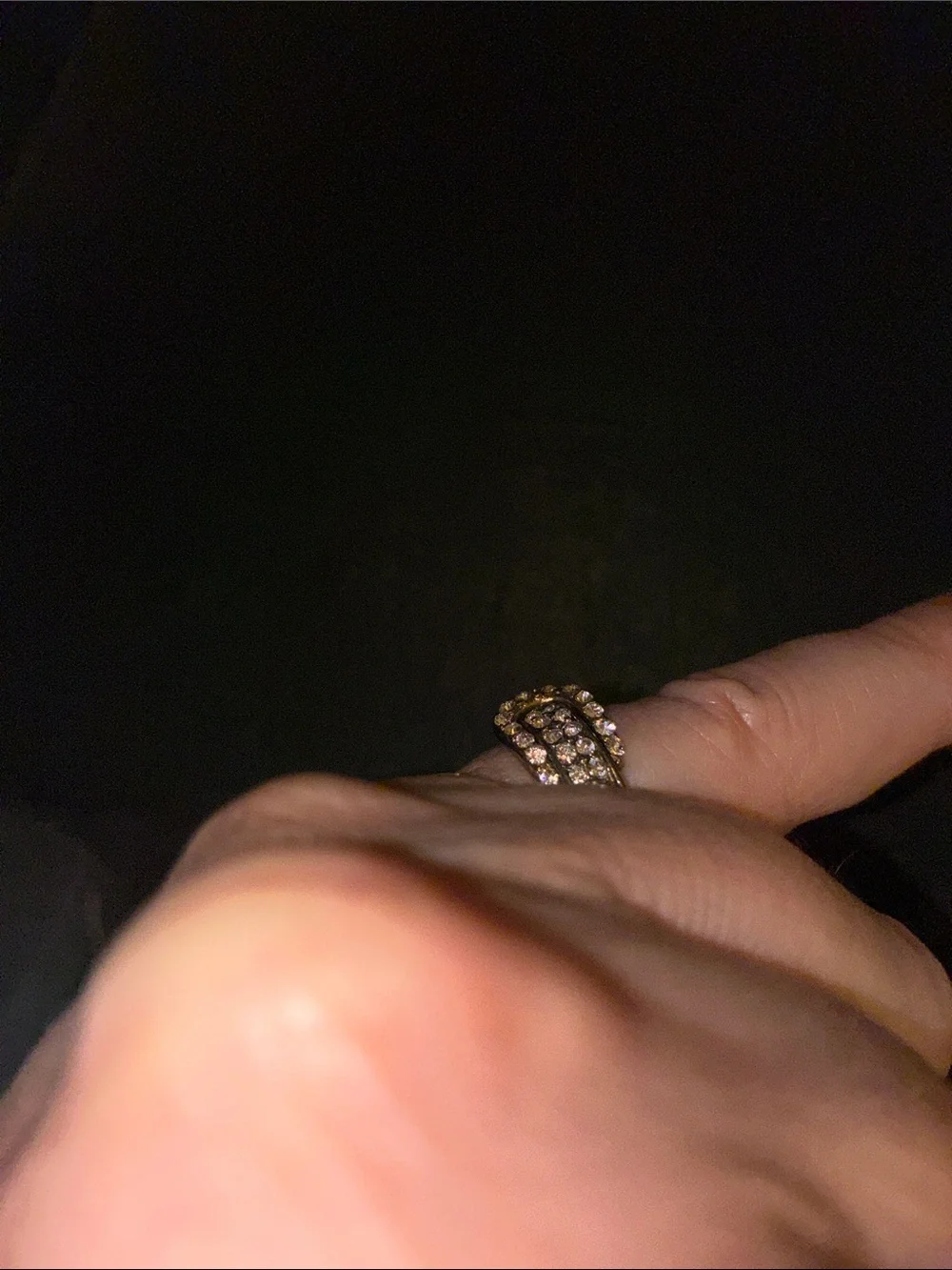 Gold-Tone Buckle Stretch Ring with Clear Pavé Crystals